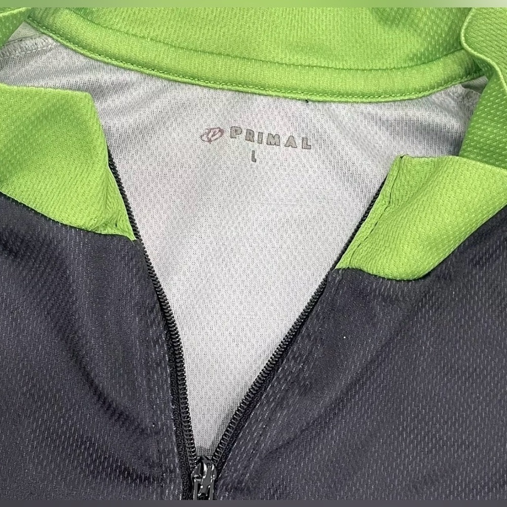 Primal Men’s Cycling Jersey Size Large Black Green Short Sleeve Zipper Mock Neck - Picture 4 of 6